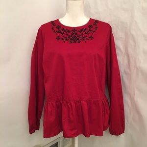 Lane Bryant Top Red & Blk z SZ 18 Ruffle Bottom
